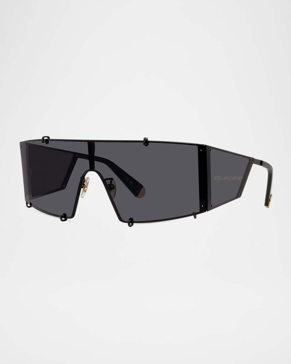 Rectangle Metal & Nylon Shield Sunglasses